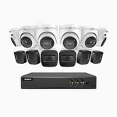 EL200 - 1080p 16 Kanal außen Kabelgebunden Überwachungskamera-Set mit 6 Bullet Kameras & 6 Turm Kameras, intelligenter DVR mit Erkennung von Menschen & Fahrzeugen, 20 Meter Infrarot-Nachtsicht, 4-in-1-Ausgangssignal, IP67