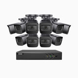 EL200 - 1080p 16 Kanal außen Kabelgebunden Überwachungskamera-Set mit 10 Kameras, intelligenter DVR mit Erkennung von Menschen & Fahrzeugen, 20 Meter Infrarot-Nachtsicht, 4-in-1-Ausgangssignal, IP67