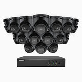 EL200 - 1080p 16 Kanal außen Kabelgebunden Überwachungskamera-Set mit 16 Kameras, intelligenter DVR mit Erkennung von Menschen & Fahrzeugen, 20 Meter Infrarot-Nachtsicht, 4-in-1-Ausgangssignal, IP67