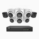 EL200 - 1080p 8 Kanal außen Kabelgebunden Überwachungskamera-Set mit 2 Bullet Kameras & 6 Turm Kameras, intelligenter DVR mit Erkennung von Menschen & Fahrzeugen, 20 Meter Infrarot-Nachtsicht, 4-in-1-Ausgangssignal, IP67