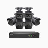 EL200 - 1080p 8 Kanal außen Kabelgebunden Überwachungskamera-Set mit 6 Kameras, intelligenter DVR mit Erkennung von Menschen & Fahrzeugen, 20 Meter Infrarot-Nachtsicht, 4-in-1-Ausgangssignal, IP67