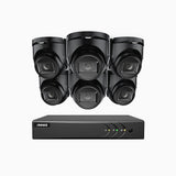 EL200 - 1080p 8 Kanal außen Kabelgebunden Überwachungskamera-Set mit 6 Kameras, intelligenter DVR mit Erkennung von Menschen & Fahrzeugen, 20 Meter Infrarot-Nachtsicht, 4-in-1-Ausgangssignal, IP67