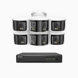 ACDK500 - 3K 8 Kanal außen Kabelgebunden Überwachungskamera-Set mit 6 Dual-Objektiv Kameras, 180° Panoramaansicht, intelligente Dual-Licht-Nachtsicht, Eingebautes Mikrophon, IP67 wasserdicht