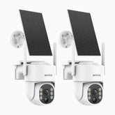 WB400 - 2er-Set 4MP Funk Akku-Überwachungskamera für außen, Dual-Band-WLAN, 270°/90° PT, 9000-mAh-Akku & Solar, Bewegungserkennung, Zwei-Wege-Audio