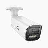 CZ804 - 4K PoE Überwachungskamera außen, 4X Optischer Zoom, 2,8-12 MM motorisiertes Varifokalobjektiv, Intelligente Zwei Lichtern Nachtsicht, Bewegungserkennung 2.0, Eingebautes Mikrophon, Alarmierung mit sirene und blitzlicht