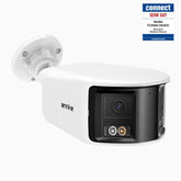 FCD800 - 8MP UHD zwei Objektiven PoE-Außenkamera, 180° Panoramaansicht, intelligenter Dual-Licht-Nachtsicht, Zwei-Wege-Audio, aktivem Sirenenton & Alarm, Personen- & Fahrzeugerkennung, IP67-zertifiziert
