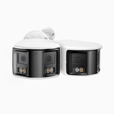 FCD800 - 2er-Pack 8MP UHD zwei Objektiven PoE-Außenkamera, 180° Panoramaansicht, intelligenter Dual-Licht-Nachtsicht, Zwei-Wege-Audio, aktivem Sirenenton & Alarm, Personen- & Fahrzeugerkennung, IP67-zertifiziert