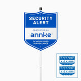 ANNKE 10-Zoll Sicherheits-Warnschild aus 100 % Aluminium, mit Erdspieß & 8 Fensteraufklebern, reflektierend & lichtbeständig, Überwachungsschild für Haus, Garten & Grundstück