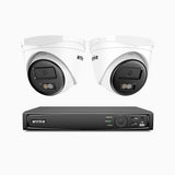 H500 - 3K 4 Kanal PoE Überwachungskamera-Set mit 2 Kameras, Intelligente Dual-Licht-Nachtsicht, 3072 × 1728 @ 20fps, intelligente Erkennung von Personen und Fahrzeugen, integriertes Mikrofon, IP67
