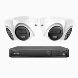 H500 - 3K 4 Kanal PoE Überwachungskamera-Set mit 4 Kameras, Intelligente Dual-Licht-Nachtsicht, 3072 × 1728 @ 20fps, intelligente Erkennung von Personen und Fahrzeugen, integriertes Mikrofon, IP67