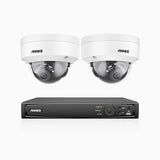 H800 - 4K 4 Kanal PoE Überwachungskamera-Set mit 2 Kameras, Farbe & IR Nachtsicht, Personen- und Fahrzeugerkennung, 96° Sichtfeld, Eingebautes Mikrofon, Unterstützt RTSP