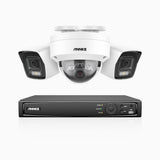H800 - 4K 4 Kanal PoE Überwachungskamera-Set mit 2 Bullet Kameras & 1 Dome (IK10) Kamera, Vandalensichere, Farbe & IR Nachtsicht, Personen- und Fahrzeugerkennung, Eingebautes Mikrofon, 96° Sichtfeld, Unterstützt RTSP