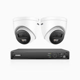 H800 - 4K 4 Kanal PoE Überwachungskamera-Set mit 2 Kameras, Farbe & IR Nachtsicht, Personen- und Fahrzeugerkennung, 96° Sichtfeld, Eingebautes Mikrofon, Unterstützt RTSP