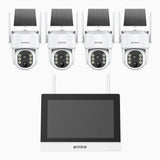 WTB400 – 4MP WLAN-Überwachungssystem mit 7″ -IPS-Touchscreen, 4-Kanal NVR & 4 Solarkameras, Bewegungserkennung, Gegensprechfunktion, 9000-mAh-Akku, Solarbetrieben, 270° Schwenken & 90° Neigen, Alexa-kompatibel