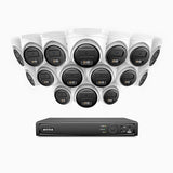 H500 - 3K 16 Kanal PoE Überwachungskamera-Set mit 16 Kameras, Intelligente Dual-Licht-Nachtsicht, 3072 × 1728 @ 20fps, intelligente Erkennung von Personen und Fahrzeugen, integriertes Mikrofon, IP67