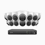 H300 - 3MP 16 Kanal PoE Überwachungskamera-Set mit 14 Kameras,EXIR 2.0 Nachtsicht, Bewegungserkennung, H.265+, IP67 Wetterfest