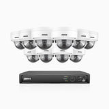 H800 - 4K 16 Kanal PoE Überwachungskamera-Set mit 10 Kameras, Farbe & IR Nachtsicht, Personen- und Fahrzeugerkennung, Eingebautes Mikrofon, 96° Sichtfeld, Unterstützt RTSP