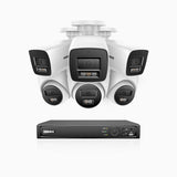 H800 - 4K 16 Kanal PoE Überwachungskamera-Set mit 3 Bullet Kameras & 3 Turm Kameras, Farbe & IR Nachtsicht, Personen- und Fahrzeugerkennung, Eingebautes Mikrofon, 96° Sichtfeld, Unterstützt RTSP