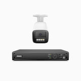 HZ804 - 4K 8 Kanal PoE Dome Überwachungskamera-Set mit 1 Kamera, 4X Optischer Zoom, 2,8-12 MM motorisiertes Varifokalobjektiv, Intelligente Zwei Lichtern Nachtsicht, Bewegungserkennung 2.0, Eingebautes Mikrophon, Alarmierung mit sirene und blitzlicht
