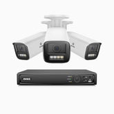 HZ804 - 4K 8 Kanal PoE Dome Überwachungskamera-Set mit 3 Kameras, 4X Optischer Zoom, 2,8-12 MM motorisiertes Varifokalobjektiv, Intelligente Zwei Lichtern Nachtsicht, Bewegungserkennung 2.0, Eingebautes Mikrophon, Alarmierung mit sirene und blitzlicht