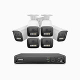 HZ804 - 4K 8 Kanal PoE Dome Überwachungskamera-Set mit 6 Kameras, 4X optischem Zoom, intelligenter Erkennung, 40m Infrarot Starlight Nachtsicht, IK10 vandalensicher