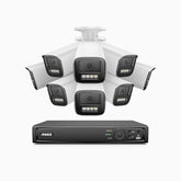 HZ804 - 4K 8 Kanal PoE Dome Überwachungskamera-Set mit 8 Kameras, 4X Optischer Zoom, 2,8-12 MM motorisiertes Varifokalobjektiv, Intelligente Zwei Lichtern Nachtsicht, Bewegungserkennung 2.0, Eingebautes Mikrophon, Alarmierung mit sirene und blitzlicht