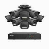 H500P - 3K 8 Kanal PoE Überwachungskamera-Set mit 8 Kameras, Farbe & IR Nachtsicht, 3072*1728 Auflösung, f/1.6 Blende (0.005 Lux), Erkennung von Menschen und Fahrzeugen, Eingebautes Mikrofon, IP67