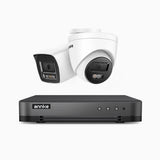 H800 - 4K 8 Kanal PoE Überwachungskamera-Set mit 1 Bullet Kamera & 1 Turm Kamera, Farbe & IR Nachtsicht, Personen- und Fahrzeugerkennung, Eingebautes Mikrofon, 96° Sichtfeld, Unterstützt RTSP