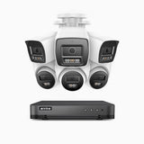 H800 - 4K 8 Kanal PoE Überwachungskamera-Set mit 3 Bullet Kameras & 3 Turm Kameras, Farbe & IR Nachtsicht, Personen- und Fahrzeugerkennung, Eingebautes Mikrofon, 96° Sichtfeld, Unterstützt RTSP