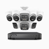 H800 - 4K 8 Kanal PoE Überwachungskamera-Set mit 4 Bullet Kameras & 4 Turm Kameras, Farbe & IR Nachtsicht, Personen- und Fahrzeugerkennung, Eingebautes Mikrofon, 96° Sichtfeld, Unterstützt RTSP