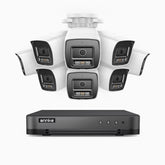 H800 - 4K 8 Kanal PoE Überwachungskamera-Set mit 8 Kameras, Farbe & IR Nachtsicht, Personen- und Fahrzeugerkennung, Eingebautes Mikrofon, 96° Sichtfeld, Unterstützt RTSP