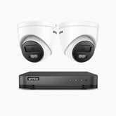 H800 - 4K 8 Kanal PoE Überwachungskamera-Set mit 2 Kameras, Farbe & IR Nachtsicht, Personen- und Fahrzeugerkennung, 96° Sichtfeld, Eingebautes Mikrofon, Unterstützt RTSP