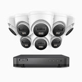 H800 - 4K 8 Kanal PoE Überwachungskamera-Set mit 8 Kameras, Farbe & IR Nachtsicht, Personen- und Fahrzeugerkennung, Eingebautes Mikrofon, 96° Sichtfeld, Unterstützt RTSP