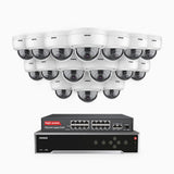 H500 - 3K 32 Kanal PoE Überwachungskamera-Set mit 16 Kameras, Intelligente Dual-Licht-Nachtsicht, 3072 × 1728 @ 20fps, intelligente Erkennung von Personen und Fahrzeugen, integriertes Mikrofon, IP67