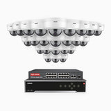 H500 - 3K 32 Kanal PoE Überwachungskamera-Set mit 24 Kameras, Eingebautes Mikrofon & SD-Kartensteckplatz, funktioniert mit Alexa, Inklusive 16-Port-PoE-Switch, EXIR Nachtsicht 2.0, IP67