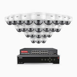 H500 - 3K 32 Kanal PoE Überwachungskamera-Set mit 24 Kameras, Intelligente Dual-Licht-Nachtsicht, 3072 × 1728 @ 20fps, intelligente Erkennung von Personen und Fahrzeugen, integriertes Mikrofon, IP67