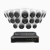 H500 - 3K 32 Kanal PoE Überwachungskamera-Set mit 20 Kameras, Intelligente Dual-Licht-Nachtsicht, 3072 × 1728 @ 20fps, intelligente Erkennung von Personen und Fahrzeugen, integriertes Mikrofon, IP67
