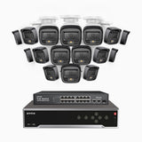 H500 - 3K 32 Kanal PoE Überwachungskamera-Set mit 16 Kameras, Intelligente Dual-Licht-Nachtsicht, 3072 × 1728 @ 20fps, intelligente Erkennung von Personen und Fahrzeugen, integriertes Mikrofon, IP67