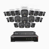 H500 - 3K 32 Kanal PoE Überwachungskamera-Set mit 20 Kameras, Intelligente Dual-Licht-Nachtsicht, 3072 × 1728 @ 20fps, intelligente Erkennung von Personen und Fahrzeugen, integriertes Mikrofon, IP67