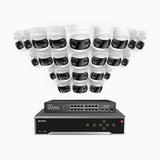 FDH800 - 4K 32 Kanal PoE Panorama Überwachungskamera-Set mit 24 Kameras, zwei Objektiven, 180° Ultraweitwinkel, intelligenter Dual-Licht-Nachtsicht, Zwei-Wege-Audio, aktivem Sirenenton & Alarm