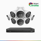 NightChroma<sup>TM</sup> NCK800 - 4K 8 Kanal PoE Überwachungskamera-Set mit 8 Kameras, Acme-Farb-Nachtsicht, 3840 × 2160 bei 30 fps, Personen- und Fahrzeugerkennung, Sirenen- und Blitzlichtalarm, Zwei-Wege-Audio, Ganzmetallgehäuse
