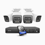 ANNKE H1200 4K 12MP 8 Kanal PoE Überwachungskamera-Set mit 4 Kameras, 1TB integrierte Festplatte, Farbe & IR Nachtsicht, Erkennung von Menschen & Fahrzeugen, H.265+, Eingebautes Mikrofon, Max. 512 GB lokaler Speicher, IP67