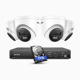 ANNKE H1200 4K 12MP 8 Kanal PoE Überwachungskamera-Set mit 4 Kameras, 1TB integrierte Festplatte, Farbe & IR Nachtsicht, Erkennung von Menschen & Fahrzeugen, H.265+, Eingebautes Mikrofon, Max. 512 GB lokaler Speicher, IP67