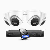ANNKE H1200 4K 12MP 8 Kanal PoE Überwachungskamera-Set mit 4 Kameras, 2TB integrierte Festplatte, Farbe & IR Nachtsicht, Erkennung von Menschen & Fahrzeugen, H.265+, Eingebautes Mikrofon, Max. 512 GB lokaler Speicher, IP67