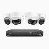 ANNKE 4K 8MP 8-Kanal PoE-Überwachungssystem mit 4 Kameras, 2 × 180° Dual-Objektiv-Kameras & 2 × 4K IP-Kameras, Personen-/Fahrzeugerkennung, Farbnachtsicht