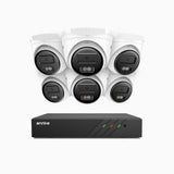 H500 - 3K 8 Kanal PoE Überwachungskamera-Set mit 6 Kameras, Intelligente Dual-Licht-Nachtsicht, 3072 × 1728 @ 20fps, intelligente Erkennung von Personen und Fahrzeugen, integriertes Mikrofon, IP67
