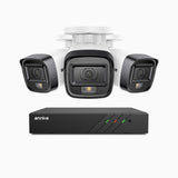 H500 - 3K 8 Kanal PoE Überwachungskamera-Set mit 3 Kameras, Intelligente Dual-Licht-Nachtsicht, 3072 × 1728 @ 20fps, intelligente Erkennung von Personen und Fahrzeugen, integriertes Mikrofon, IP67