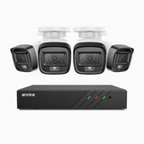 H500 - 3K 8 Kanal PoE Überwachungskamera-Set mit 4 Kameras, Intelligente Dual-Licht-Nachtsicht, 3072 × 1728 @ 20fps, intelligente Erkennung von Personen und Fahrzeugen, integriertes Mikrofon, IP67