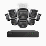 H500 - 3K 8 Kanal PoE Überwachungskamera-Set mit 8 Kameras, Intelligente Dual-Licht-Nachtsicht, 3072 × 1728 @ 20fps, intelligente Erkennung von Personen und Fahrzeugen, integriertes Mikrofon, IP67
