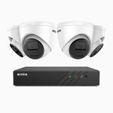 H300 - 3MP 8 Kanal PoE Überwachungskamera-Set mit 4 Kameras,EXIR 2.0 Nachtsicht, Bewegungserkennung, H.265+, IP67 Wetterfest